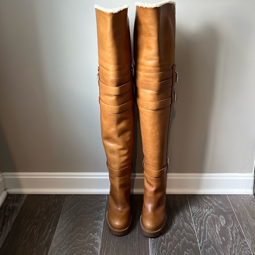 Christian louboutin Brodeback thigh high shearling lined boots